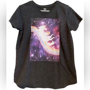 Old Navy Tshirt Unicorn Rainbow Space Pizza Girl’s 16 PLUS